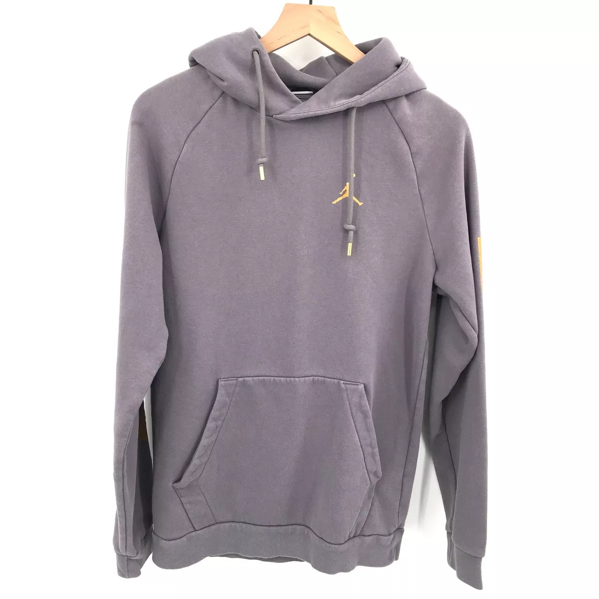 AIR JORDAN Heavyweight Hoody Sweatshirt Gray Gold logo athletic remastered S Men