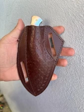 USA Hand Engraved Pancake Sheath Fixed Blade Knife Belt Knife Leather  Sheath