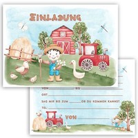 10 Einladungskarten Set Bauernhof Kindergeburtstag Geburtstag Junge Jungs