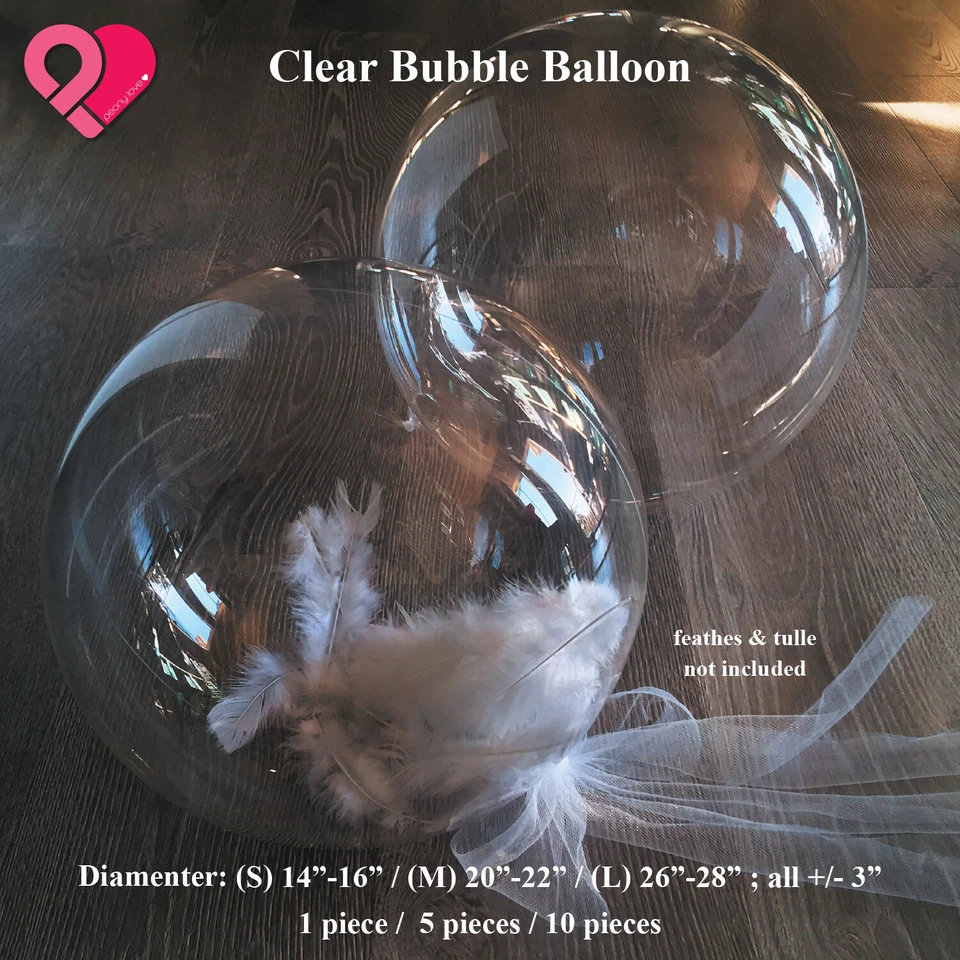 PVC Clear Foil Bubble Balloon Traceless Transparent Wedding Party Decor Bulk SML - Image 2 of 4