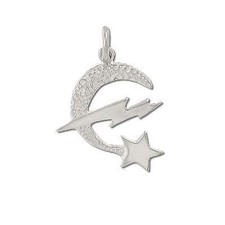 Sterling Silver Moon Star LIghten Bolt Pendant