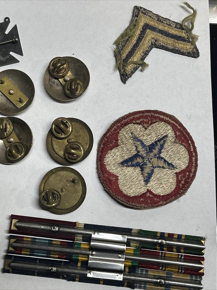 US Army Type Pins and Brass Screw back Pins Patches Medal Lot 9 Piece ...