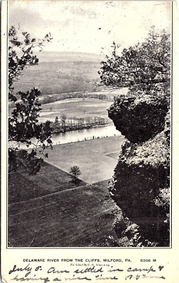 Postcard PA View of Delaware River from the Cliffs Milford Vintage c1907 B3