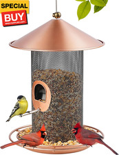 Bird Feeder for Outdoor, Metal Wild Bird Feeder Hanging Outside, 7.5" Copper Roo
