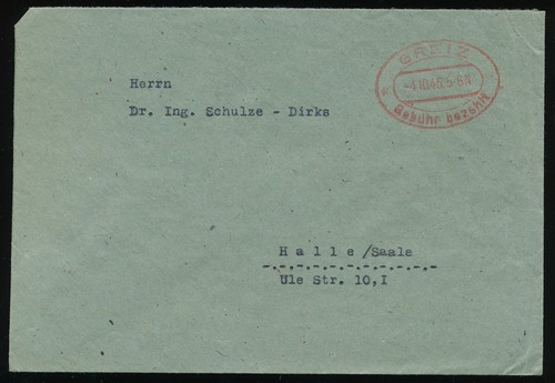 775807) all. Bes. Gebühr Bezahlt Blg. aus Greiz