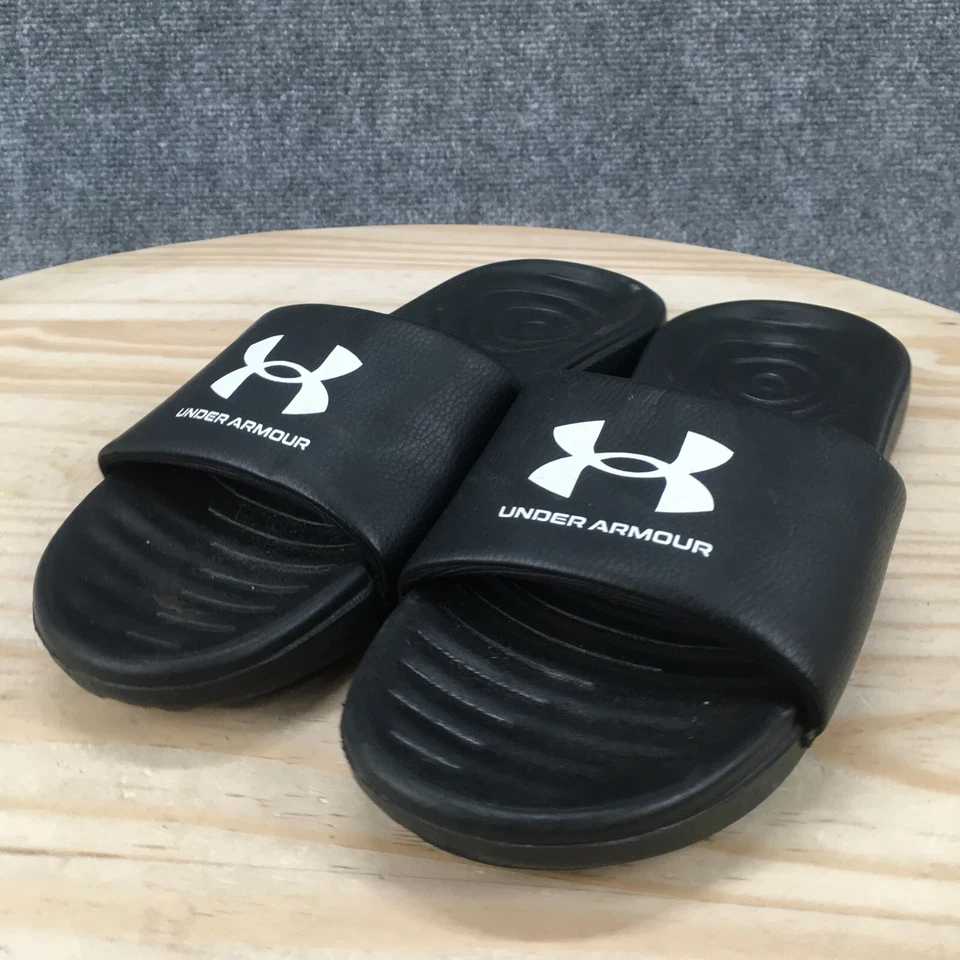 Sandalias Under Armour para mujer 8 Ansa correderas fijas negras sin cordones logotipo 3023772-004 Foto 4 de 4