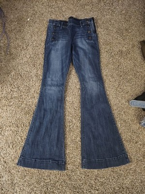Womens Flared Jeans Dark Blue Denim