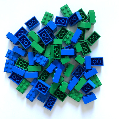 New 70 pc LEGO Lot 2x3 pcs Basic Building Blocks Bricks Classic Bulk Green Blue