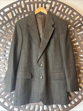    Austin Reed Dark Olive Plaid Wool Blazer Sport Coat Men  s 40R Classic   