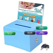 My Charity Boxes AC-32 Blue Donation Collection Box 6.25 x 4.75 x 4 in 4 x 6 in