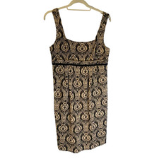 Diane von Furstenberg Women's Glam Rosario Dress Size 8 HEMMED Black Gold Mini