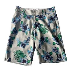 Vans VANPHIBIAN Hybrid Board Shorts Mens 30 Gray Blue Leaf Print Shorts