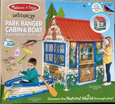 NEW Melissa & Doug Kids Play Tent Park Camping Cabin Fishing Boat Activity Set