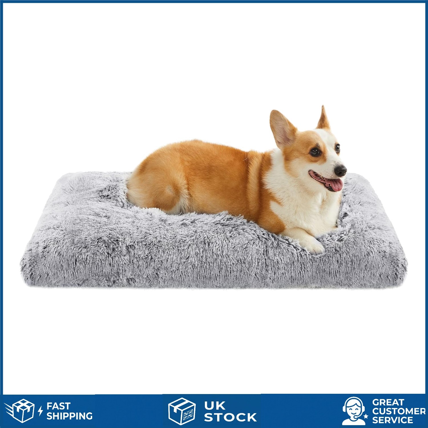 Plush Calming Dog Bed Fluffy Anti Anxiety Washable Pet Mat 95 x 60 cm