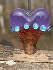 Lampwork Glass Heart Focal Bead HANDMADE Lampwork Heart Bead Artisan Lampwork