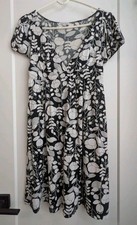 Vintage Velvet Torch Nordstrom Black And White Pull On Dress - Medium 