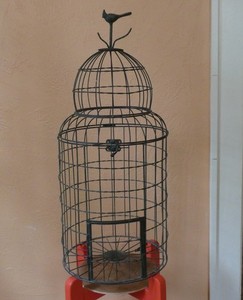 vintage large steel wire parrot bird cage