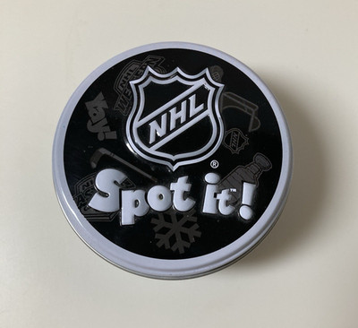 NHL Spot It! Card Game Ages 7+ 2-8 Players Fast Matching Hockey Picture Game Tin