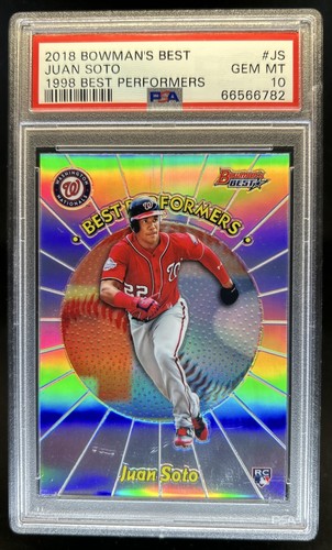 2018 Bowman's Best Juan Soto 1998 Performers Refractor Rookie RC #98BP-JS PSA 10