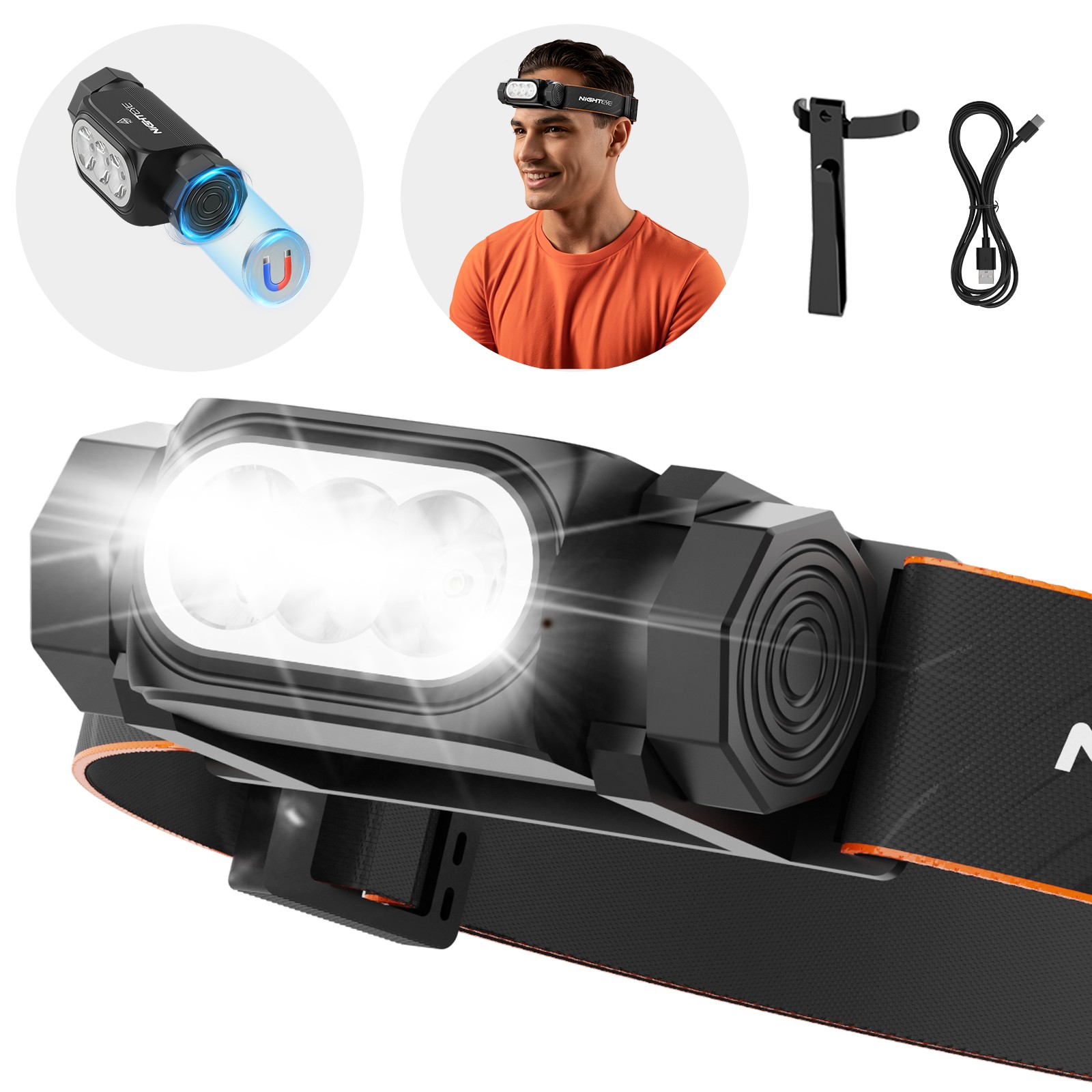 NIGHTEYE LED Camping Headlight Head Torch Lamp Camping Hiking Work Hunting Light