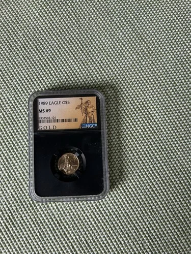 1989 1/10oz American Eagle $5 gold Coin Roman numerals MS 69