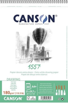 CANSON Zeichenpapierblock 1557 DIN A4 180 g/qm 30 Blatt reinweiß