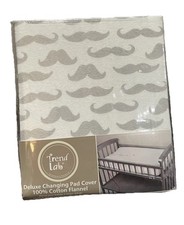 Changing Pad Cover Trend Lab Deluxe 100 Cotton Flannel Gray Mustache Nursery