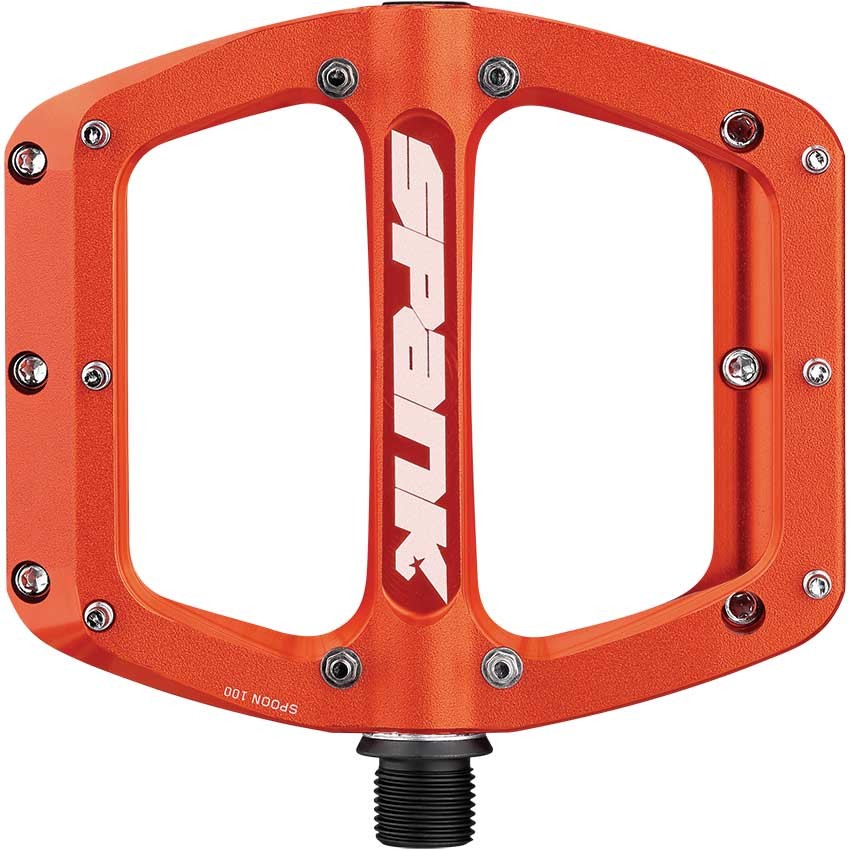 Spank Spoon 90 Platform Pedals 9/16'' Concave Alloy Body Replaceable Pins Orange
