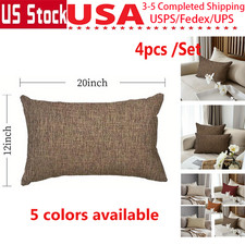 12" x 20" Lumbar Pillowcases Linen 4PCS Throw Pillow Cover Decorative Lumbar