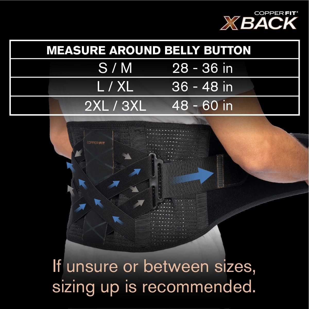 Copper Fit X-Back Support Brace Lumbar Support Adjustable S/M | eBay