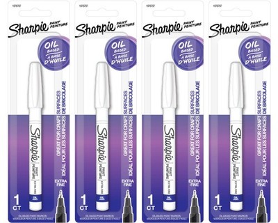 Oil-Based Paint Marker, Extra Fine Point, White, 4 Count