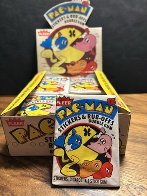 Pac-Man Fleer 1980 Sealed Pack | Stickers & Rub-Offs Bubble Gum | Vintage