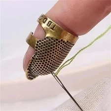 Adjustable Vintage Sewing Thimble Non-Slip Embroidery Ring, Needle Holder Finger