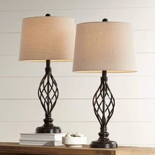 Franklin Iron Works Annie Traditional Rustic Farmhouse Table Lamps 28 Tall Full