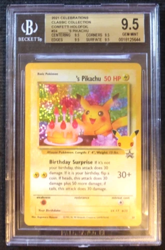 2021 POKEMON CELEBRATIONS BIRTHDAY PIKACHU #24 HOLO BGS 9.5 (EQUAL PSA 10)