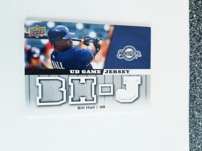 BILL HALL 2009 UPPER DECK UD GAME JERSEY GAME USED BREWERS 