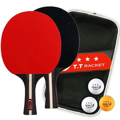 Table Tennis Racket 2 Rackets & 3 Balls Ping Pong Paddles Set Professional 2 Pla