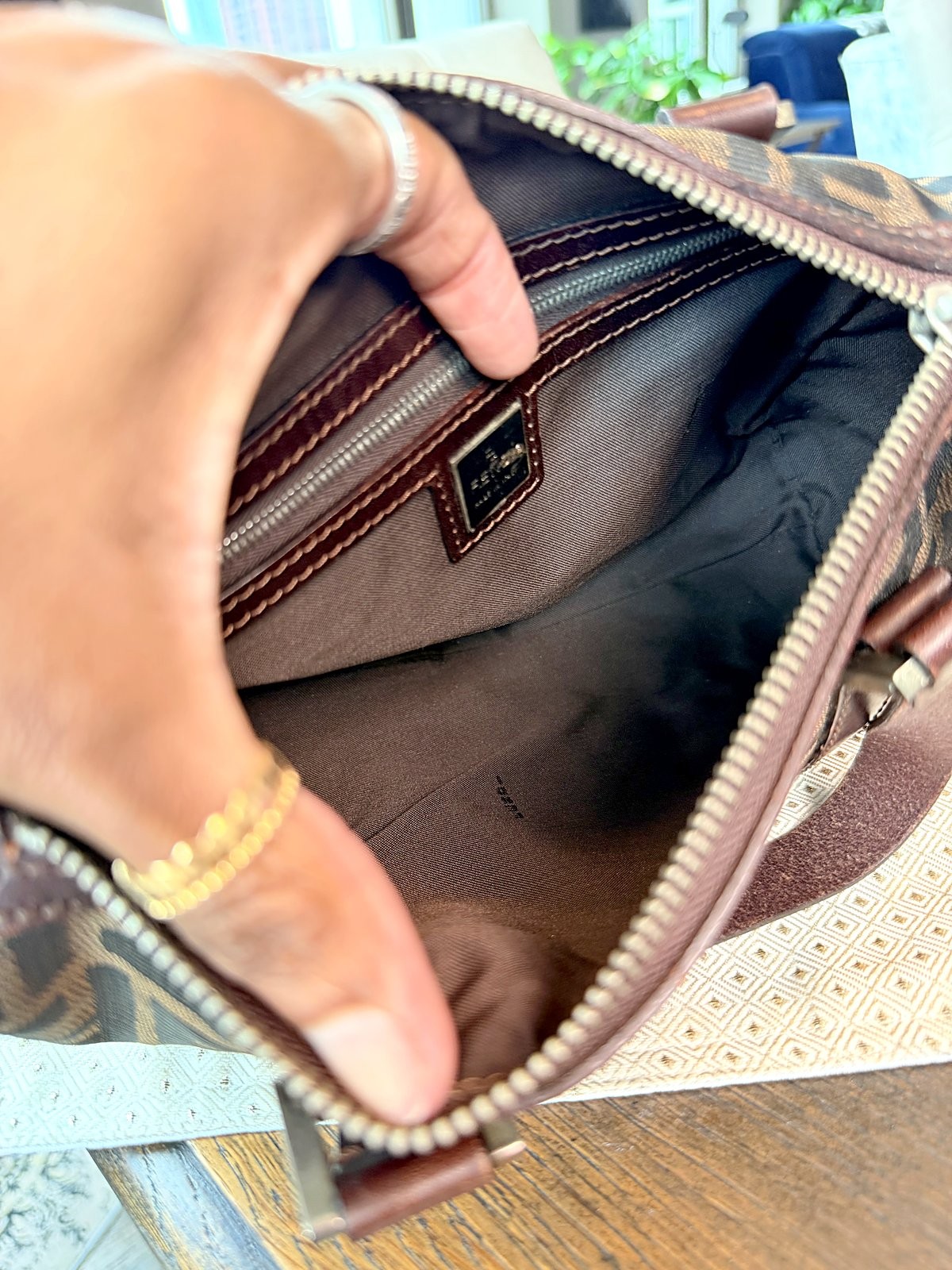 Authentic Fendi Brown Monogram FF Handbag Boston Top Handle or crossbody option — image 12