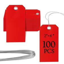 100 Pieces 2x4 inch Plastic Shipping Tags with Wires Heavy Duty Hang Tags wit...