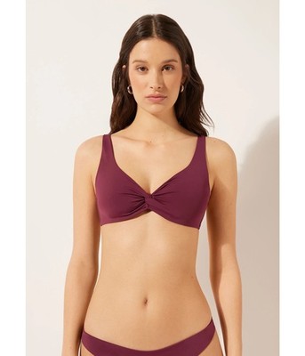 CALZEDONIA Womens 101E Indonesia Bordeaux Bikini Swim Top, Purple, Medium