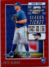 2019 Panini #1 Pete Alonso Contenders Optic Season Ticket Ruby Wave #/199