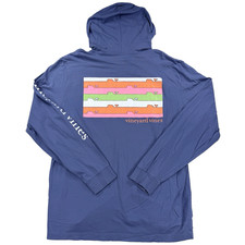 Mens Vineyard Vines Lightweight Hoodie Pullover Shirt Long Sleeve Blue Sz Large