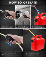 Gasoline Siphon Hose, Gas Oil Water Fuel Transfer Siphon Pump, Portable Widel...