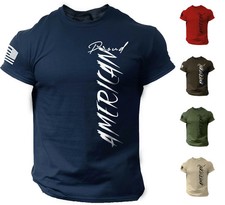 Proud American T Shirt USA Flag Military Patriotic Tee 100 Cotton