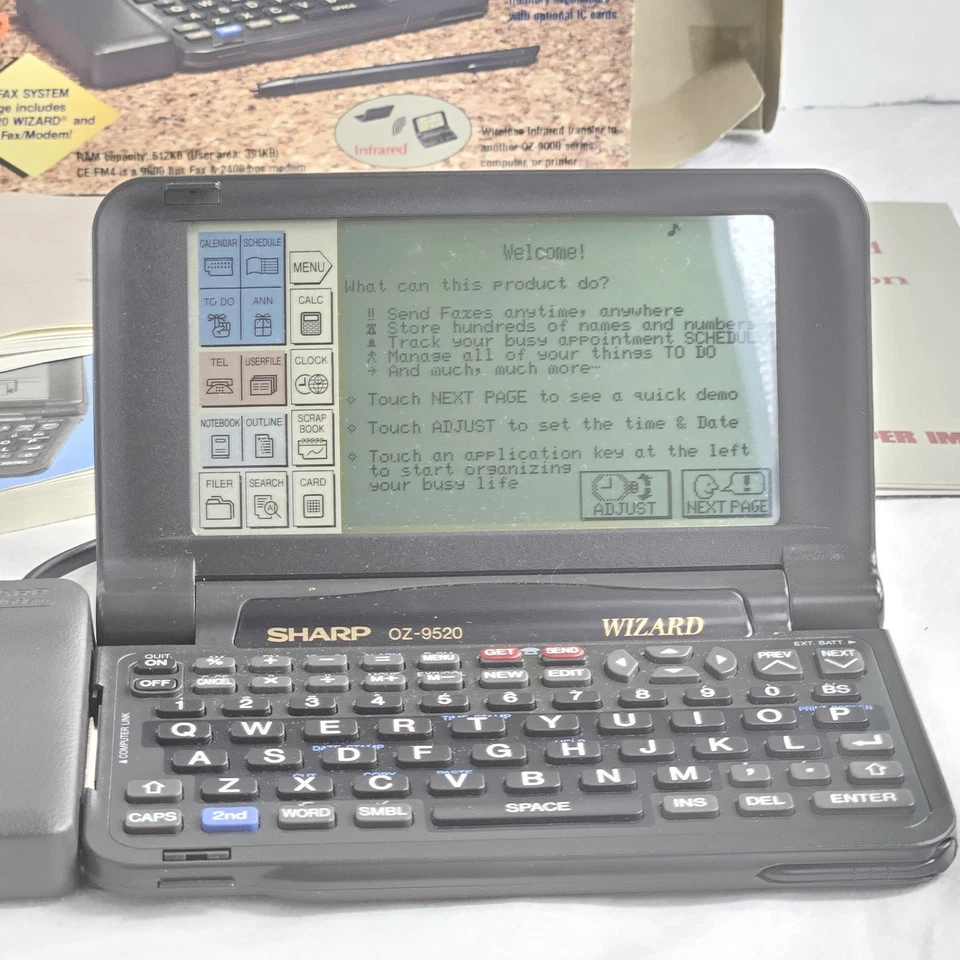 Sharp Wizard OZ-9520FX Black 512kb Data Handheld Digital Organizer Planner w/Box - Image 3 of 4