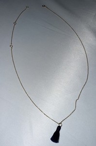 Navy Tassle Gold Necklace Thin