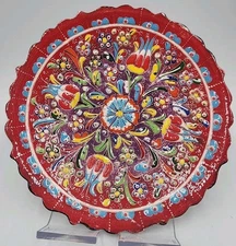 7" Handmade Turkish Plate Hand Painted Ceramic Plate Home Decorative Item