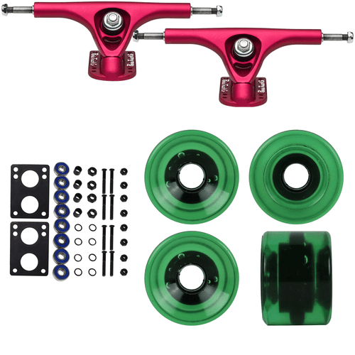 Paris Longboard Trucks Upgrade Kit - V2 180 Fuschia + Blank Dark Green 64mm 82A - Picture 1 of 5