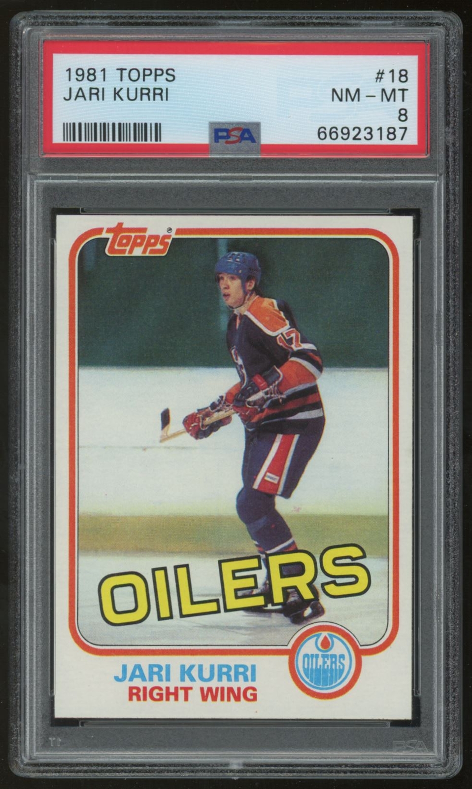1981-82 TOPPS RC PSA 8 #18 (187) JARI KURRI