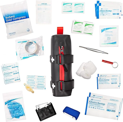 50-Pc Bike First Aid Kit Waterproof Bicycle Mounted Emergency Survival Kit - Afbeelding 6 van 12